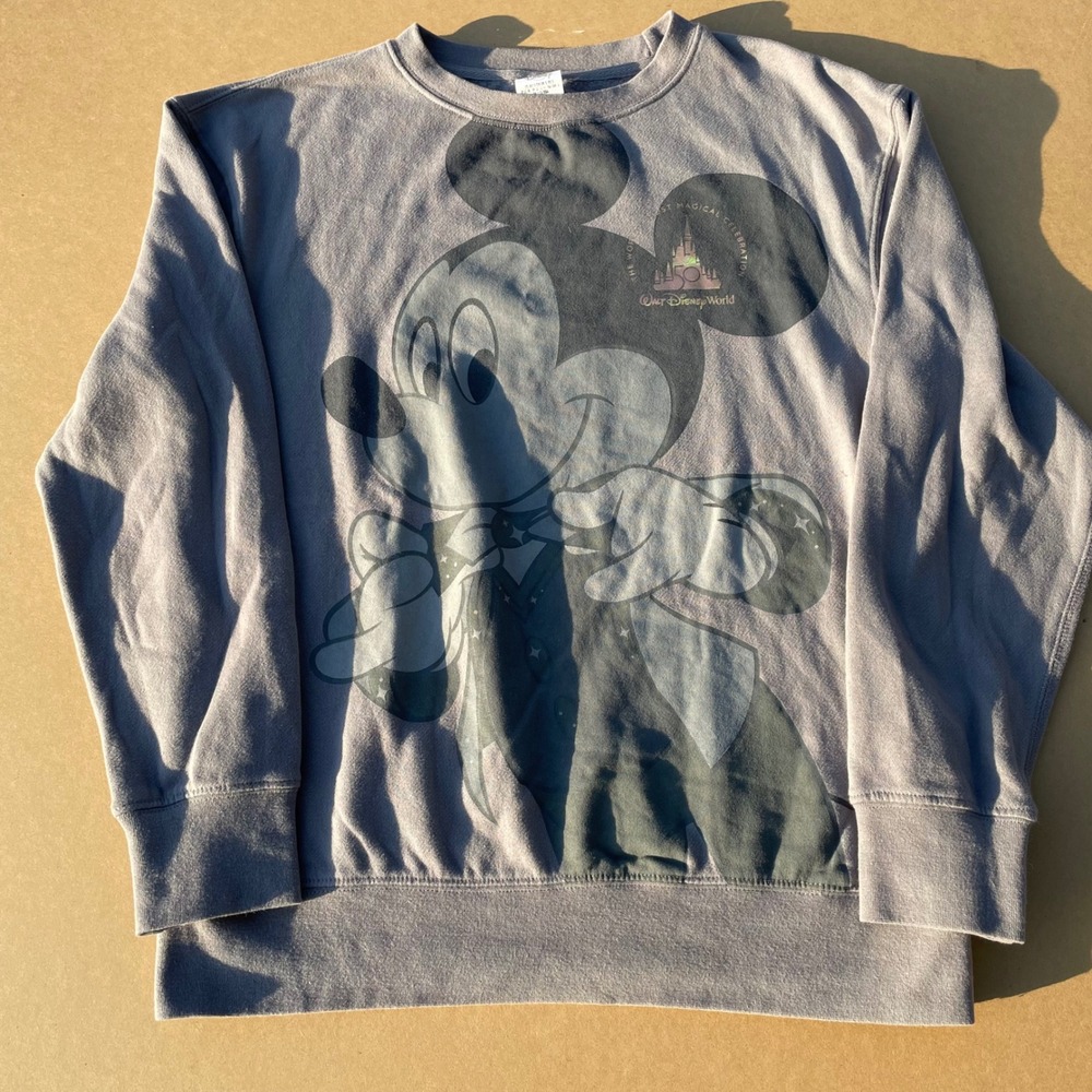 Disney Mickey Mouse Sweatshirt Mens Small Gray Pre-owned Excellent WDW 50th Logo